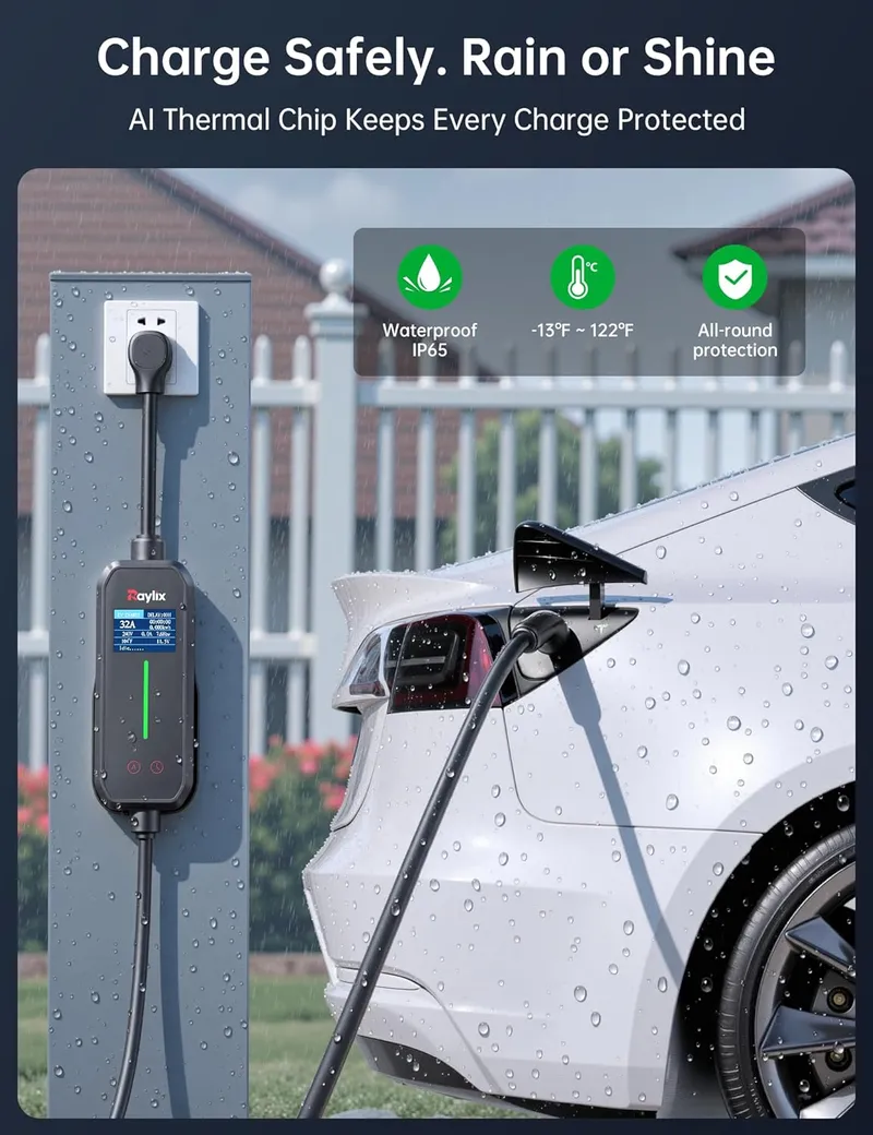 Raylix 32A Level 2 Fast Charger for Tesla, Adjustable Current
